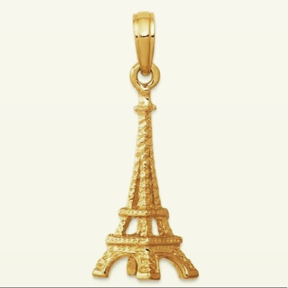 14K Yellow Gold Eiffel Tower Necklace Charm